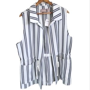 NWT Chico's Nautical Striped Draw Waist Vest, medium